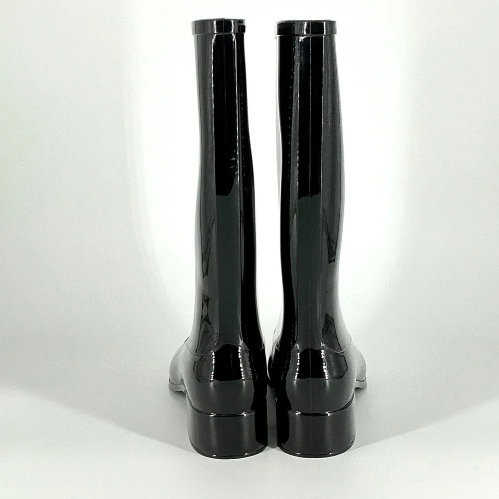Jeffrey Campbell Size 9‎ Black Rain Boots NEW Low Heel Waterproof $90 Rainpour